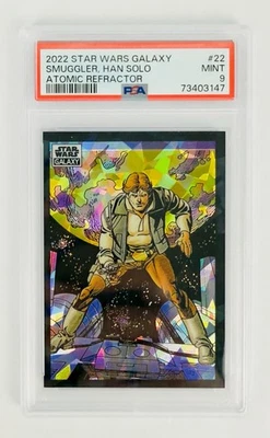 2022 Topps Star Wars Galaxy 22 Smuggler Han Solo Atomic Refractor PSA 9 Mint - Image 1 of 2