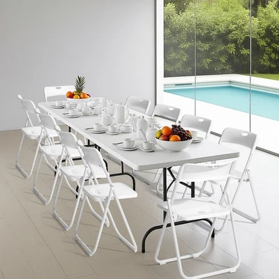 Sillas apilables portátiles plegables de plástico de 10 piezas para jardín boda fiesta Foto 1 de 4