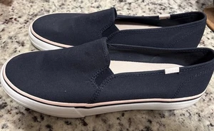 Keds Doppeldecker Slipper Halbschuhe Größe 10, marineblau und rosa Nadelstreifen - Bild 1 von 7