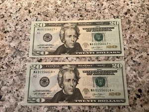 2 Consecutive 2013 $20 (STAR NOTES) - Picture 1 of 2