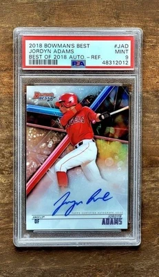 2018 SP JORDYN ADAMS Topps Bowmans Best Of Auto Refractor PSA 9 Rookie RC #JAD Foto 1 de 2