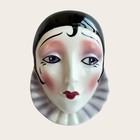 Vintage Pierrot Clown Wall Vase Ceramic Mask Face Art Deco Style Wall Decor