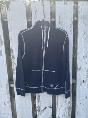 Nautica Jeans Hoodie Men's Large L Blue Full Zip Sweatshirt Patch Logo - Image 1 of 4