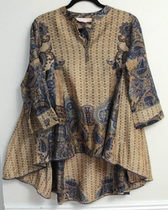 Ritu Kumar Blouse Hi-Low 3/4 Sleeve Buttons Front Boho Cotton/Silk Size 36/8 - Picture 1 of 8