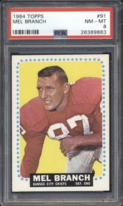1964 Topps Football Mel Branch SP #91 PSA 8 KANSAS CITY CHIEFS QUASI NUOVO-MT SET BREAK - Foto 1 di 2