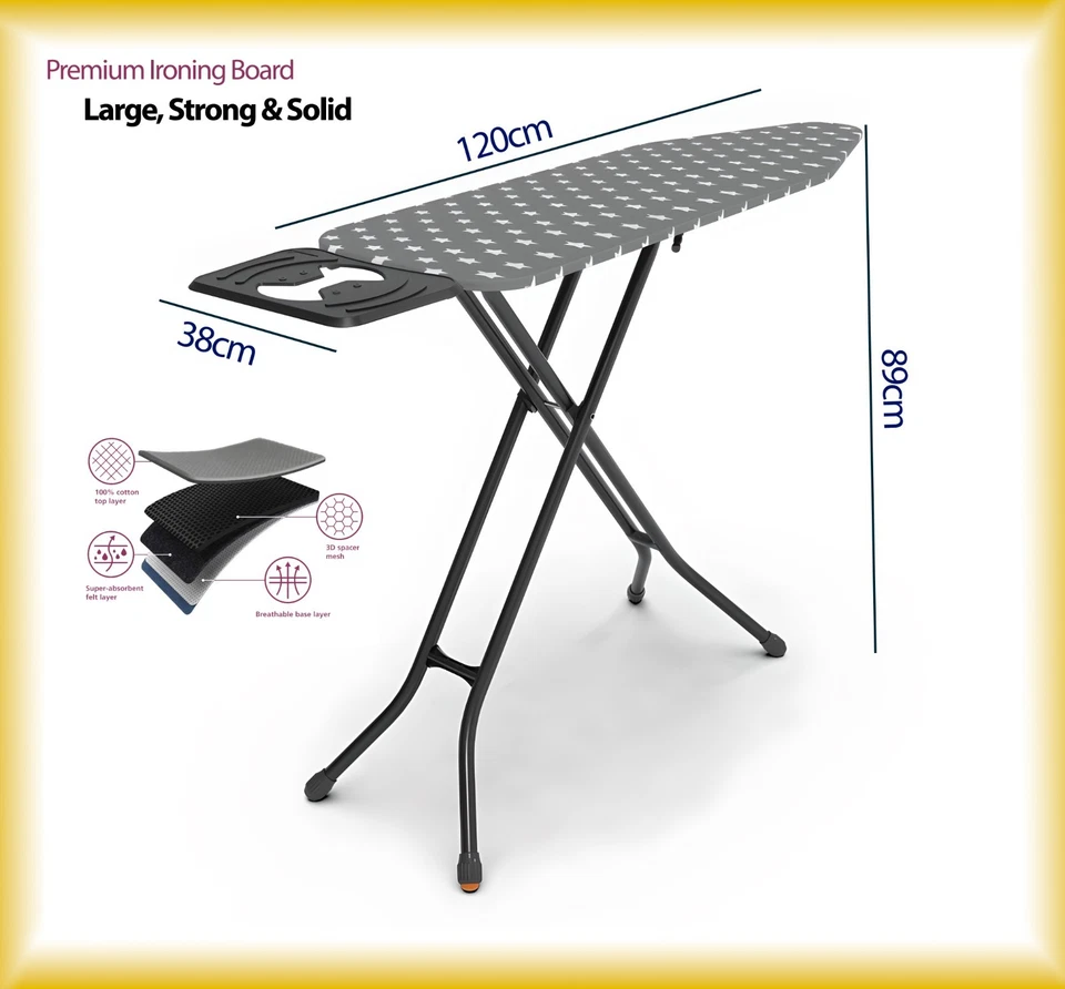 Large Ironing Board - 38x120cm - Strong & Solid - Image 1 of 4