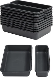 13 PCS Drawer Organizer Tray, Interlocking Office Desk Drawer Storage, Black Pla - Picture 1 of 12