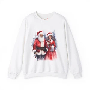 Maglione nero Babbo Natale festa di Natale maglietta donna uomo maglione vacanza - Foto 1 di 20