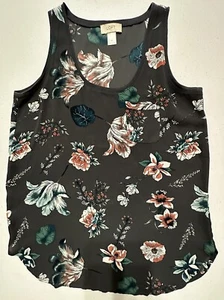 Camicetta senza maniche Ann Taylor LOFT grigia fantasia floreale tulipano XS - Foto 1 di 6