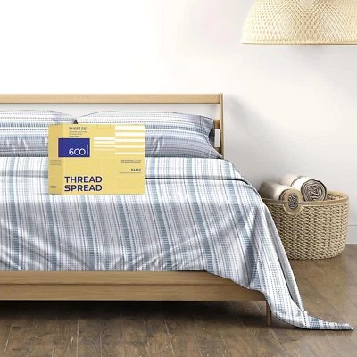 100% Egyptian Cotton Printed Bed Sheets - 600 Thread Count 4 PC California King - Image 1 of 4