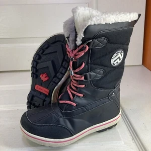 Baffin Trail Junior Girls Waterproof Snow Boots Size Us 3 Pink White Black Fur - Bild 1 von 7
