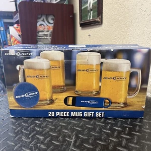 *RARE* Vintage Bud Light Beer 20 Piece Mug Gift Set - Picture 1 of 6