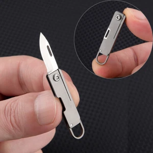 Mini TC4 Titanium Alloy Folding Blade Knife Pocket Keychain Outdoor Camping EDC - Picture 1 of 12