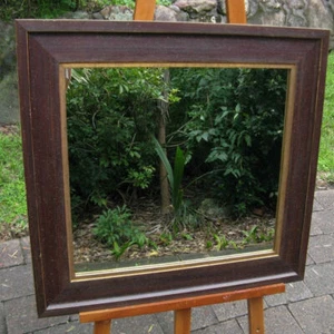 Decorative Wall Mirror Federation Look Aged Brown Wood Frame 74cm x 68cm - Picture 1 of 3