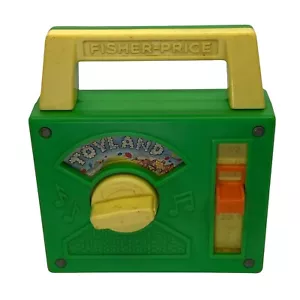 Vtg Fisher Price Toyland Music Box Wind Up Toy Radio #795 Green with Yellow 1983 - Picture 1 of 6
