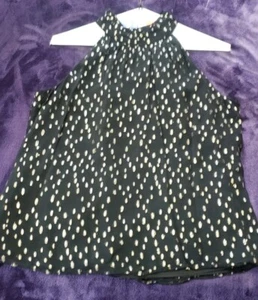 NWOT Lilly Pulitzer GOLD METALLIC CLIP DONITA HALTER TOP, ONYX BLACK, Size 16 - Picture 1 of 17