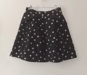 Cue In The City Black A-Line Polka Dot Pleated Skirt Size 10 - Picture 1 of 8