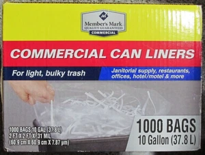Member's Mark Commercial Can Liners 10 GAL 2'X2'X.31 Mil Clear Lot of 400 - Picture 1 of 3