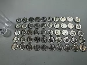 (50)  1963  US MINT SILVER ROOSEVELT DIMES,  1 ROLL,  all BU/MS coins!!!! - Picture 1 of 8