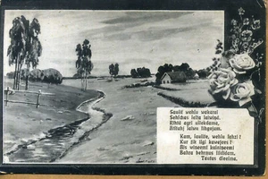 Cartolina Auguri di Natale Lettonia 1914 con annullamento Mitau senza francobollo - Foto 1 di 2