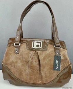 Guess Ladies Handbag FAST SHIPPING! Satchel Tote New Bag Taupe Grosseto Authenti - Picture 1 of 6