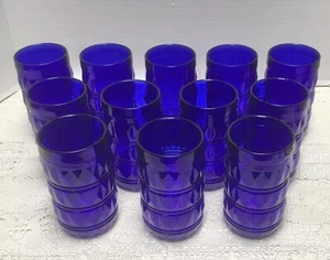 Large Lot 12 Vintage Cobalt Blue MCM Glass Tumblers Glasses Francesinho Brazil - Picture 1 of 9