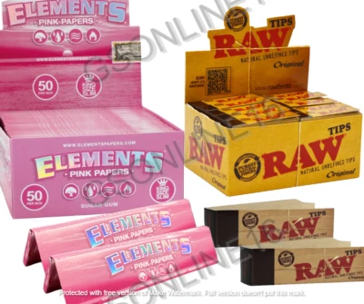 ELEMENTS PINK King Size Rolling Papers With FREE RAW Filter Tips