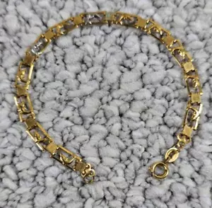 Brazalete vintage de oro amarillo de 18 quilates de 5 mm de eslabones de delfín de 7" firmado 3,37 gramos - Imagen 1 de 7