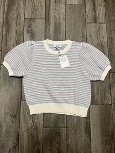 & Other Stories Paris Atelier Striped Scalloped Knit Top - Medium - Picture 1 of 6