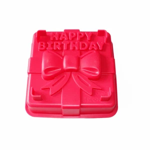 Caja de Regalo Feliz Cumpleaños 8" Sartén para Pasteles Pizza Gelatinas Hornear Silicona Molde Cuadrado - Imagen 1 de 4