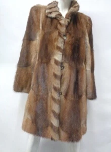 EXCELENTE CHAQUETA ABRIGO PIEL RATA ALMIZCLERA MARRÓN MUJER TALLA 6-8 PEQUEÑA-MEDIANA - Imagen 1 de 3