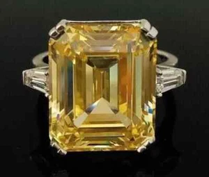 6 Ct Certified Emerald Cut Natural Champion Diamond VVS1 Ring White Gold Finish - Picture 1 of 11