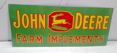John Deere Form Implements  Porcelain Enamel Sign  36 x 15 Inches 1 Side - Image 1 of 4