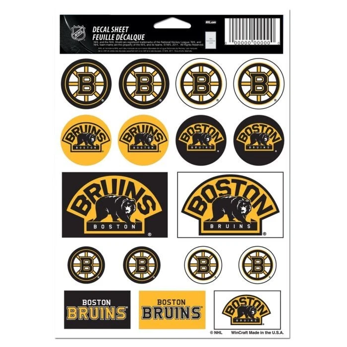 Boston Bruins Hockey 5 x 7 Sticker Sheet Free Shipping - Image 1 of 1