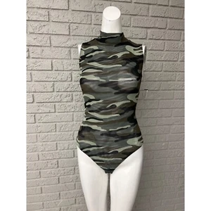 Derek Heart Damen-Body mit hohem Ausschnitt Netz Camouflage Größe S - Bild 1 von 9