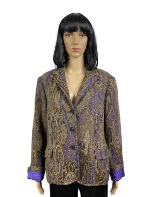 Chaqueta Blazer Mujer Etro Milano Estampado Paisley Lana-Seda Talla 50 Foto 1 de 4