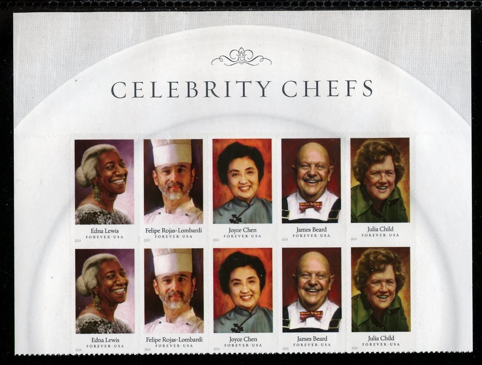 US 4926a (4922-26), 2014 (49c) CHEFS, ($7.30) TOP LABEL PBOF10, MNH (US3374) - Image 1 of 1
