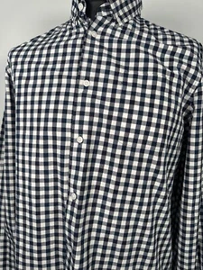 M & S Mens Long Sleeved Check Shirt Size Large Blue Cotton - Picture 1 of 13