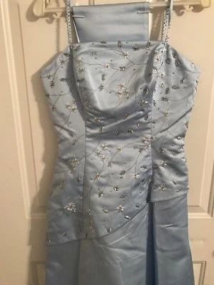 🌹Sz M Lt Blue Dress w/Wrap Floor Length Wedding Bridesmaid Formal Occasion NWT - Image 1 of 4