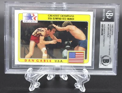 DAN GABLE 1983 GREATEST OLYMPIANS WRESTLER SIGNED SLABBED CARD BECKETT COA BAS - Image 1 of 3