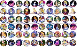 60 Precut 1" ALICE IN THE WONDERLAND Bottle cap Images Set A - Picture 1 of 1