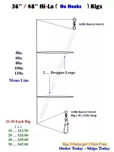 Deep Drop HI-Lo ( No Hooks ) Surf Fishing Rigs Blackfish Striper Porgies Fluke . - Picture 1 of 1