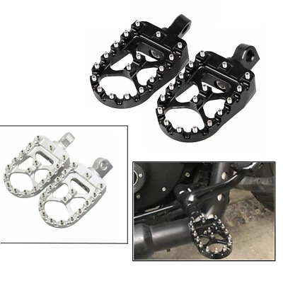 Pair Chrome/Black Rivet Wide Fat Foot Pegs Footrests For Harley Iron 883 Fatboy Foto 1 de 4