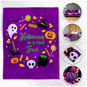 Halloween Is A Real Treat 50x60in Soft Plush Throw Blanket TrickorTreat Blanket - Picture 1 of 8