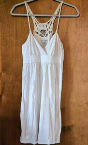 American Eagle Outfitters Dress Boho Crochet Lace Back Braided Straps, Ivory MED - Picture 1 of 6