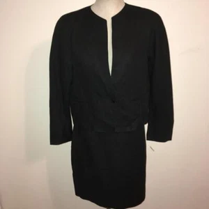 Max Mara MaxMara Black 100% Linen 2-Piece Suit Jacket 8 and Skirt 10 - Picture 1 of 12