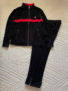 FILA Men’s Black/Red Velour Old School Tracksuit Size XL