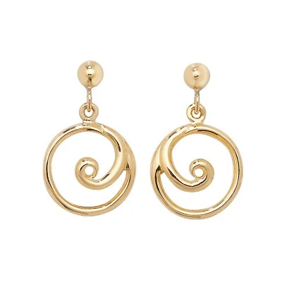 Organic Swirl Drop Earrings 9ct Yellow Gold 375 Hallmarked Brand New Boxed - Image 1 of 3