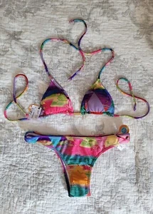 NWT Multicolored Pink Swimming Costume Size XS From Brazil Power of Surf Alone - Picture 1 of 10