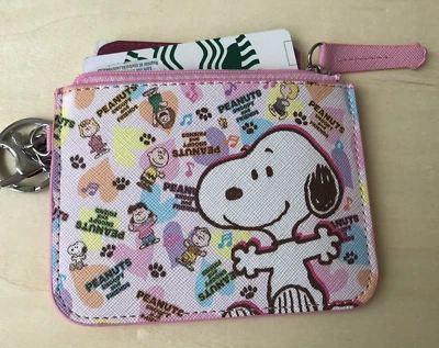 Nuevo Snoopy perros llavero tarjetas llavero tarjetero identificación cremallera cartera cacahuetes Foto 1 de 4